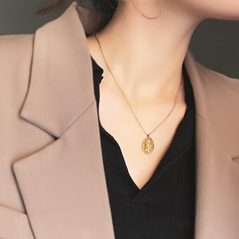 Stainless Steel Necklaces Fema - Birth Flower Necklace 评论和价格