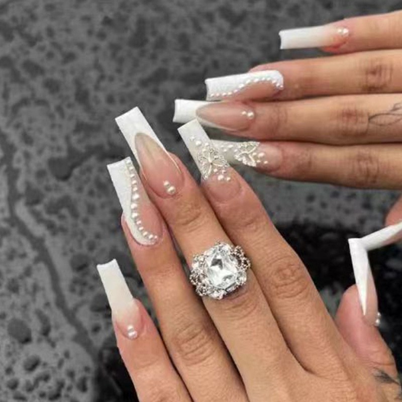 24pcs Long Ballet False Nails  - Pressed Flower Art 评论和价格